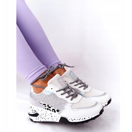 NEWS Women's Wedge Sneakers White With Brocade Avery 21SP26-3974 black silver 3