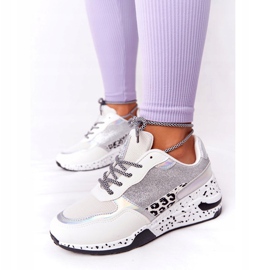 NEWS Women's Wedge Sneakers White With Brocade Avery 21SP26-3974 black silver 1