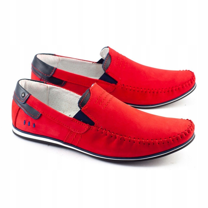 KOMODO Men's leather loafers 876 red navy blue 1 KOMODO Men's leather loafers 876 red navy blue 1