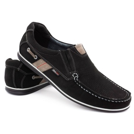 Kampol Men's openwork loafers for summer 53/3 / P black beige 4