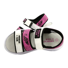 American Club Children's Sports Sandals Leather Insole RL29/21 Black-Fuxia white 4