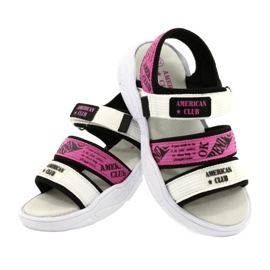 American Club Children's Sports Sandals Leather Insole RL29/21 Black-Fuxia white 3