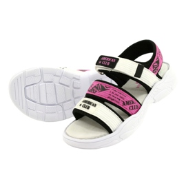 American Club Children's Sports Sandals Leather Insole RL29/21 Black-Fuxia white 2