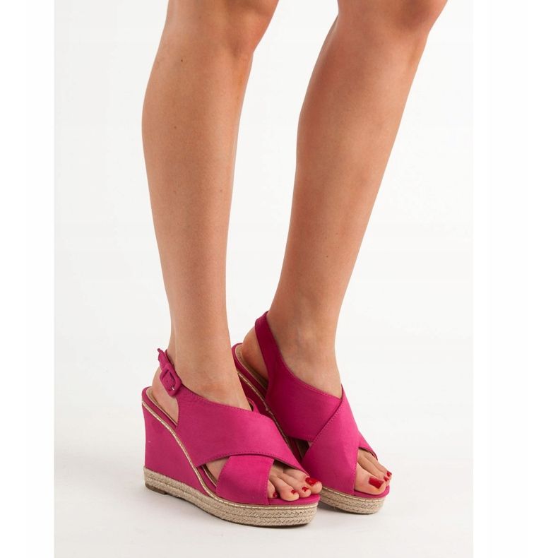 Anesia Paris Suede Wedge Sandals pink 2 Anesia Paris Suede Wedge Sandals pink 2