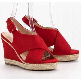 Anesia Paris Suede Wedge Sandals red 1