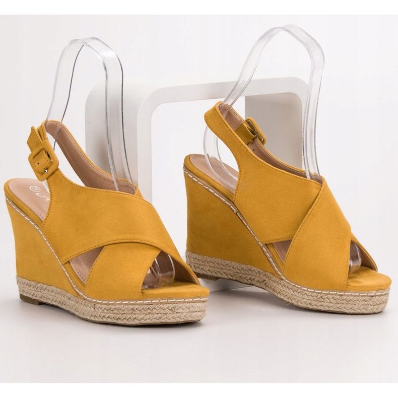 Anesia Paris Suede Wedge Sandals yellow 2 Anesia Paris Suede Wedge Sandals yellow 2