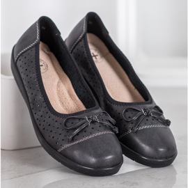 SHELOVET Openwork Ballerina On Paltform black 1