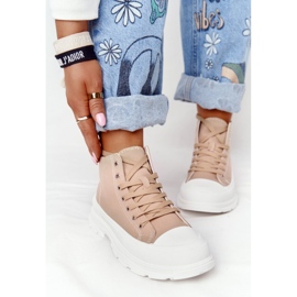 Women's High Sneakers On A Large Sole Light Brown Trissy 2