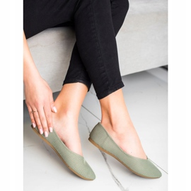 VINCEZA striped ballerinas green 1