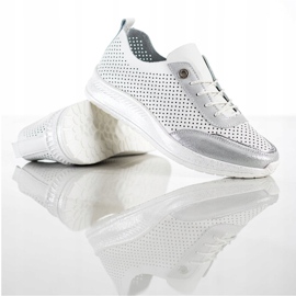 Goodin White and silver leather sneakers 1