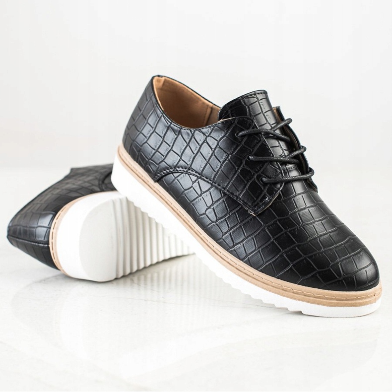 SHELOVET Black Snake Print shoes 1