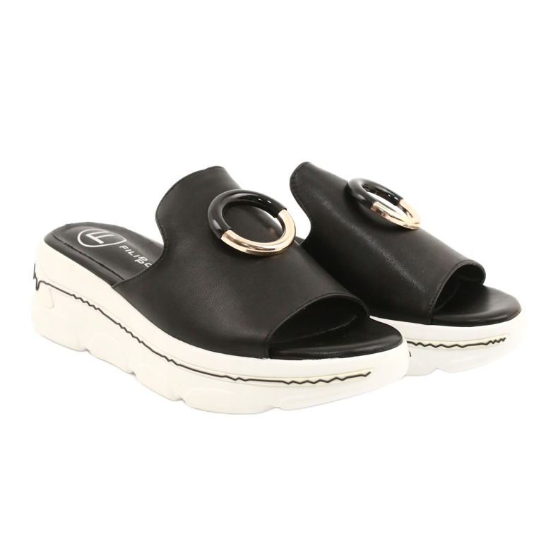 Filippo Comfortable slippers on the FILI PPO DK2318 / 21 BK platform black golden 4
