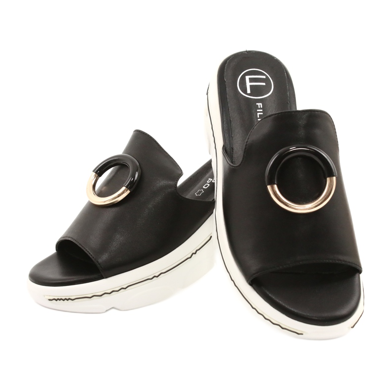 Filippo Comfortable slippers on the FILI PPO DK2318 / 21 BK platform black golden 2