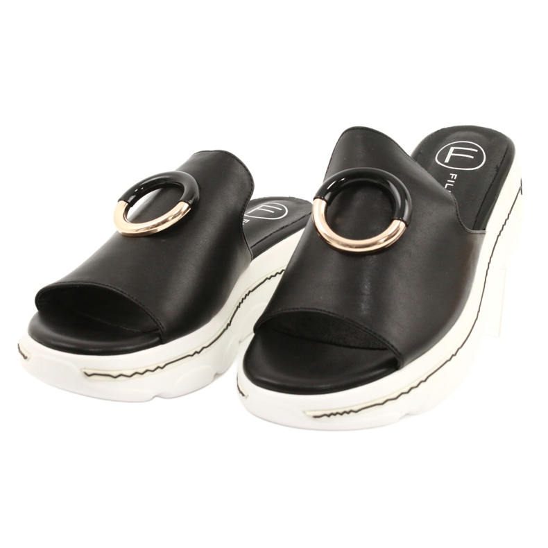 Filippo Comfortable slippers on the FILI PPO DK2318 / 21 BK platform black golden 1