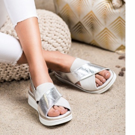 Comfortable sandals on the Sergio Leone SK029 platform silver grey 2