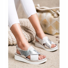 Comfortable sandals on the Sergio Leone SK029 platform silver grey 1