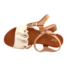 Women's sandals with cubic zirconia JEZZI 21SD35-3520 beige brown 3