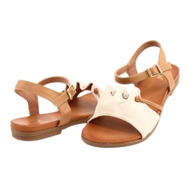 Women's sandals with cubic zirconia JEZZI 21SD35-3520 beige brown 2