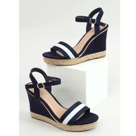 Navy blue sandals on a wedge LL6320 Blue 1