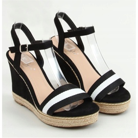 Black Sandals on a black wedge LL6320 Black 1