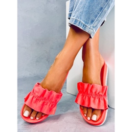 Women's slippers with a frill coral 38862 Watermelon Red multicolored orange 1