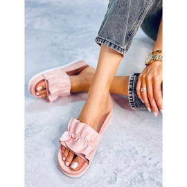 Pink Women's pink slippers with frill 38862 Pink 2 Pink Women's pink slippers with frill 38862 Pink 2