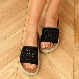 Black openwork espadrilles 20-349 Black 1