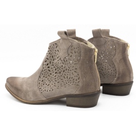 Exousite Women's openwork leather boots 1130 gray grey 5