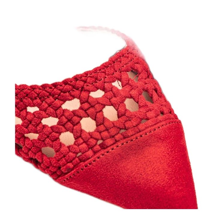 Red openwork pumps on the Hana post 1