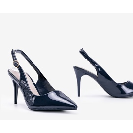 Navy pumps lacquered on a Cindy belt blue 1 Navy pumps lacquered on a Cindy belt blue 1