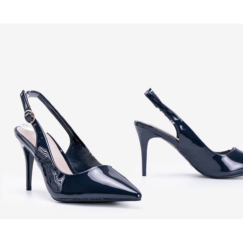 Navy pumps lacquered on a Cindy belt blue 1 Navy pumps lacquered on a Cindy belt blue 1