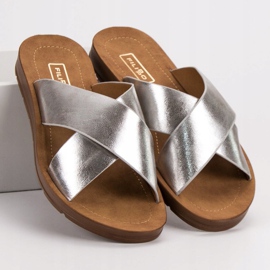 Filippo Silver Slippers With A Pattern grey 3