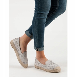 SHELOVET Suede Openwork Espadrilles grey 2