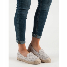 SHELOVET Suede Openwork Espadrilles grey 1