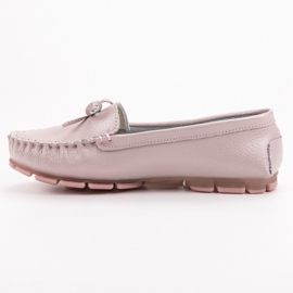 Filippo Leather Loafers With A Bow pink 2