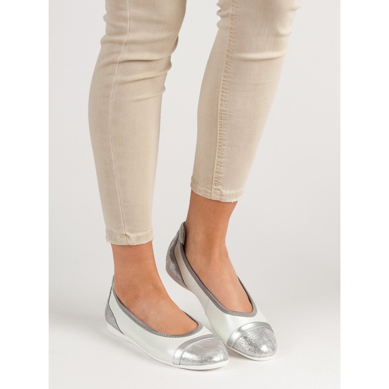 Filippo Leather Ballerinas With Glitter white 2