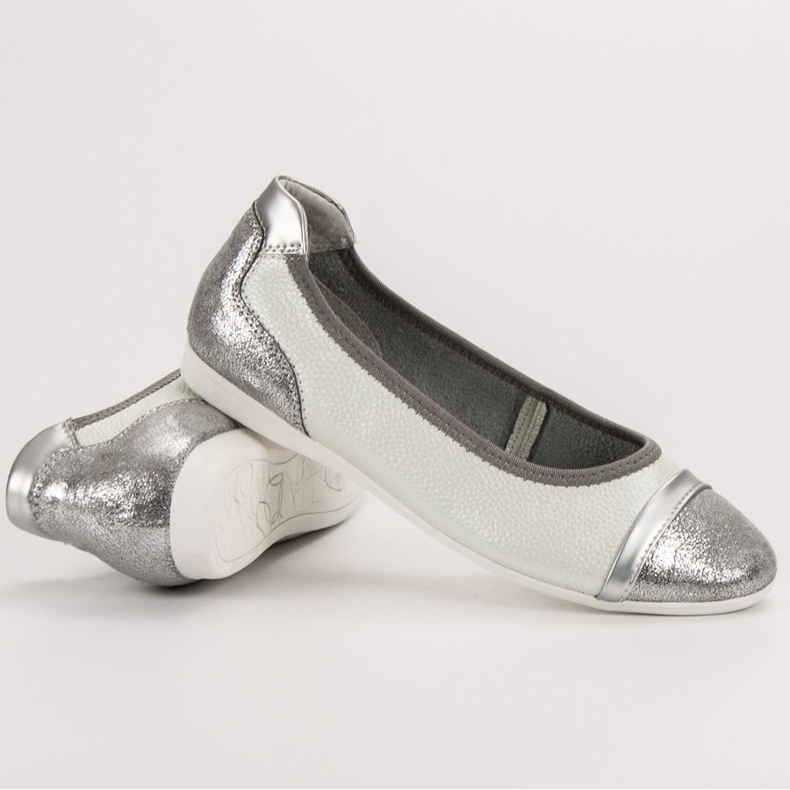 Filippo Leather Ballerinas With Glitter white 1