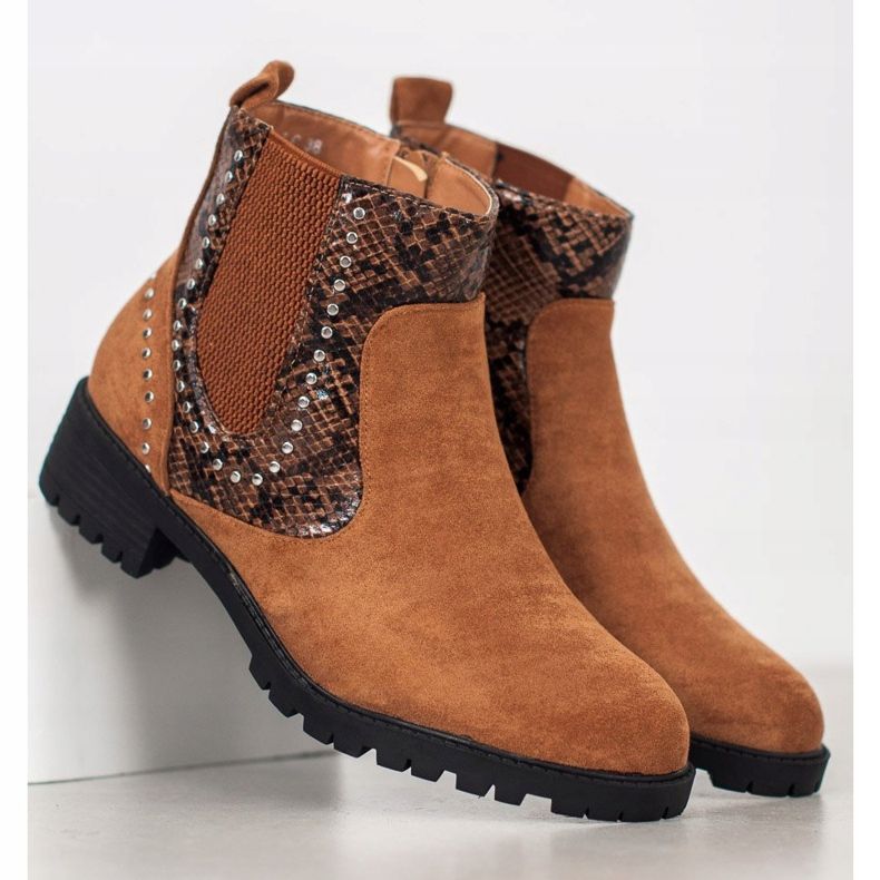 Small Swan Snake Print Chelsea Boots brown 1