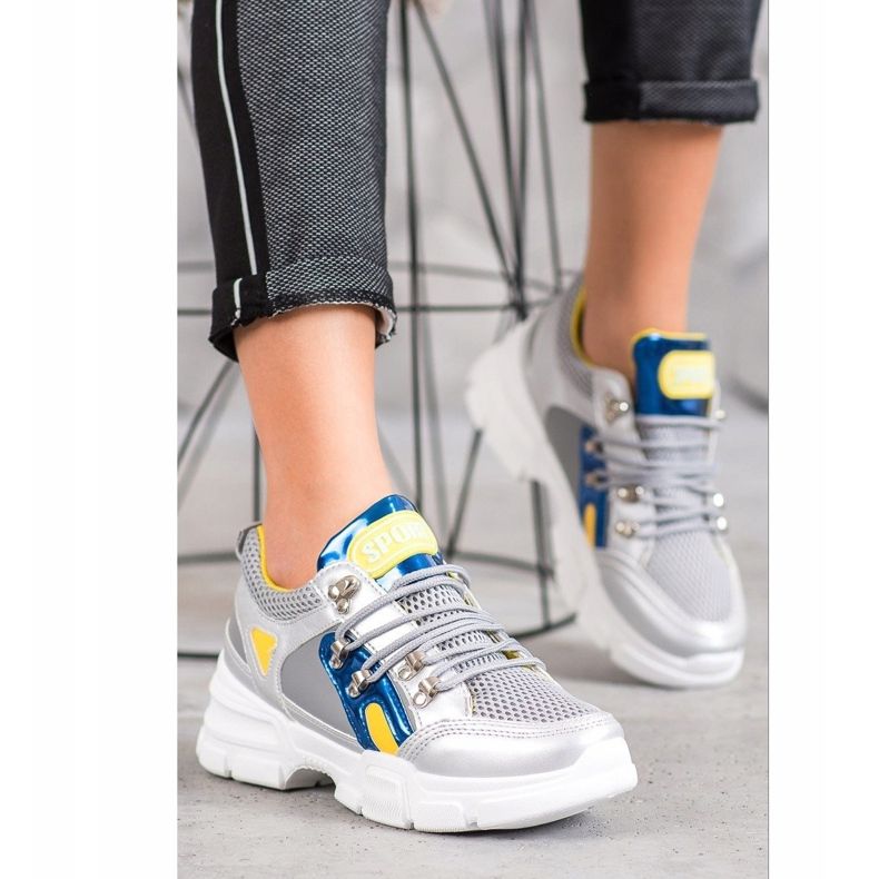 Bella Paris Fashion Sneakers With Mesh grey multicolored 1