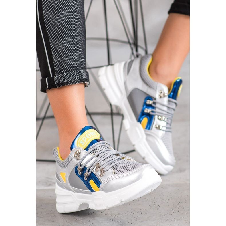 Bella Paris Fashion Sneakers With Mesh grey multicolored 2