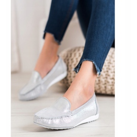 Goodin Silver Moccasins With Glitter grey 1