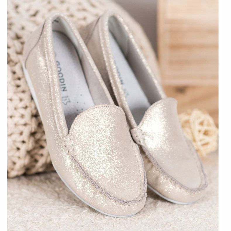 Goodin Golden Loafers With Glitter 1