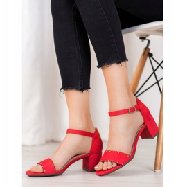 Filippo Suede Sandals With Pearls red 1