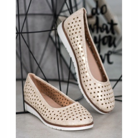 Kylie Openwork Ballerinas With Glitter beige golden 1