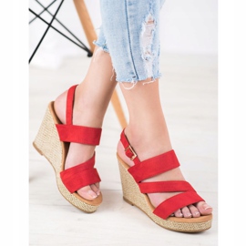 Small Swan Red Sandals On Wedge 2