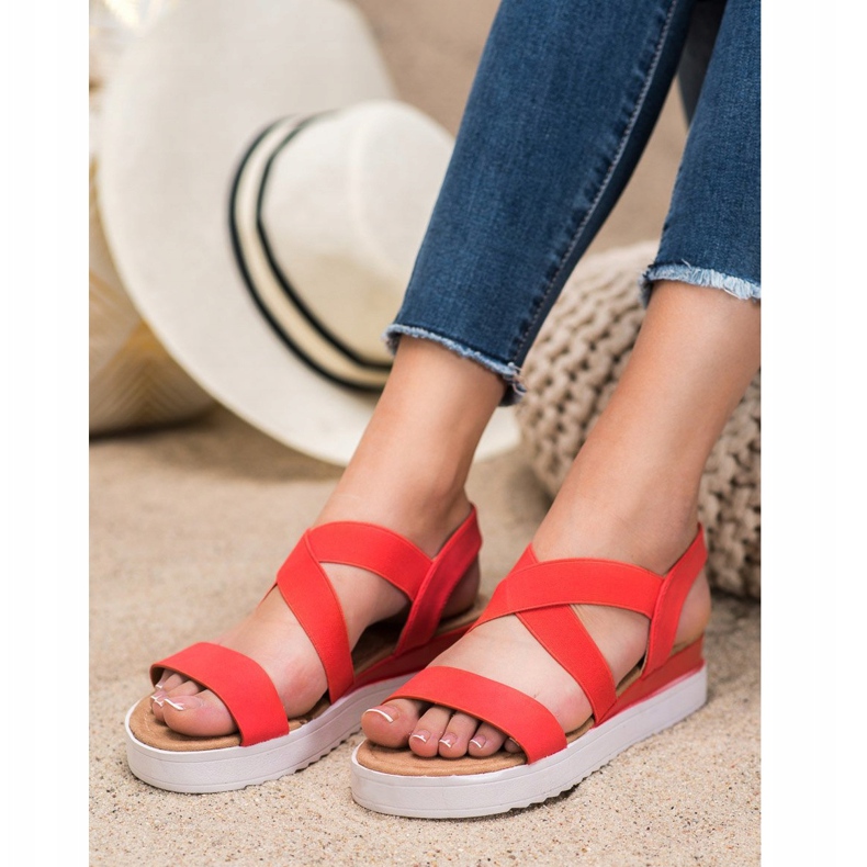 SHELOVET Red Sandals With Elastics 1