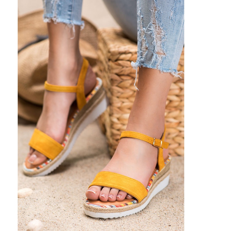 Yes Mile Comfortable Suede Sandals yellow 2