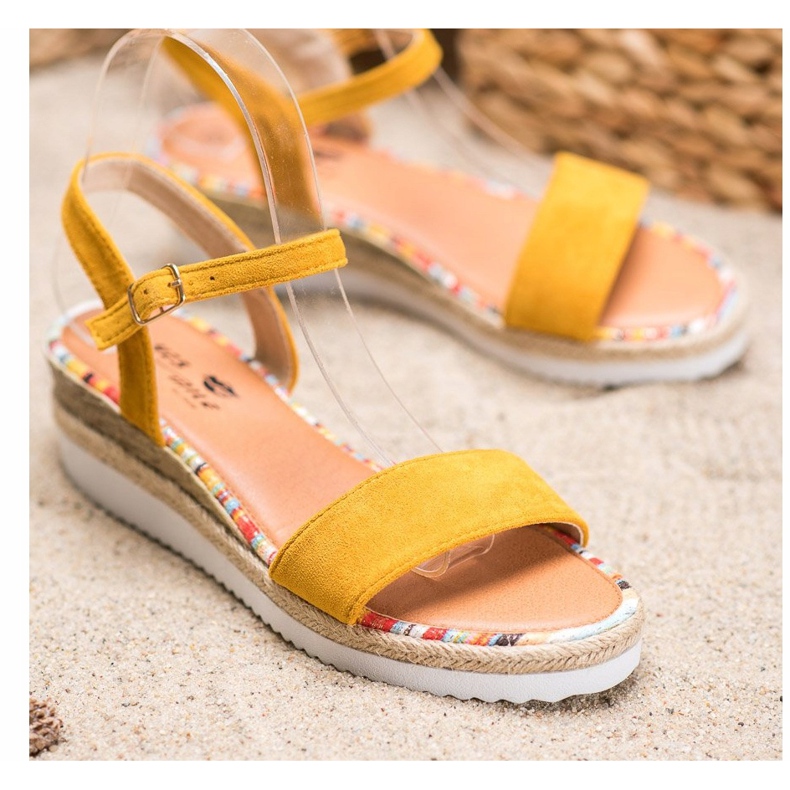 Yes Mile Comfortable Suede Sandals yellow 1