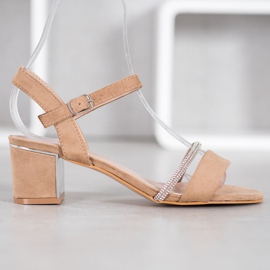 Anesia Paris Sandals On A Bar With Cubic Zirconia beige 2