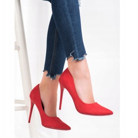 Small Swan Red Stilettos With Suede 2